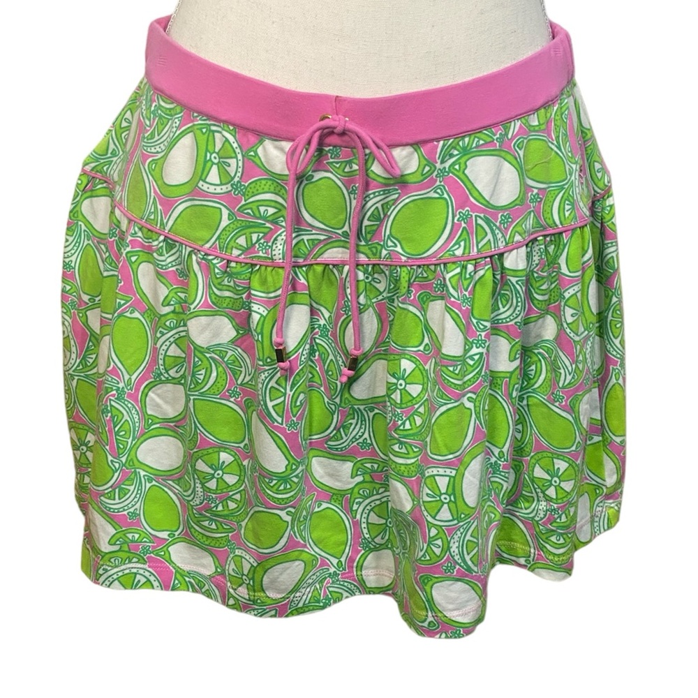 Vtg Lilly Pulitzer Women's Green Pink Lime Citrus Print Skirt White Label Small - Picture 1 of 4